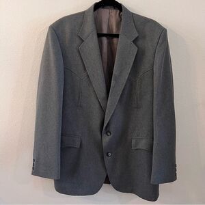 Circle S Western Blazer Men 44R  Gray Cowboy Rodeo Jacket Office Rockabilly USA